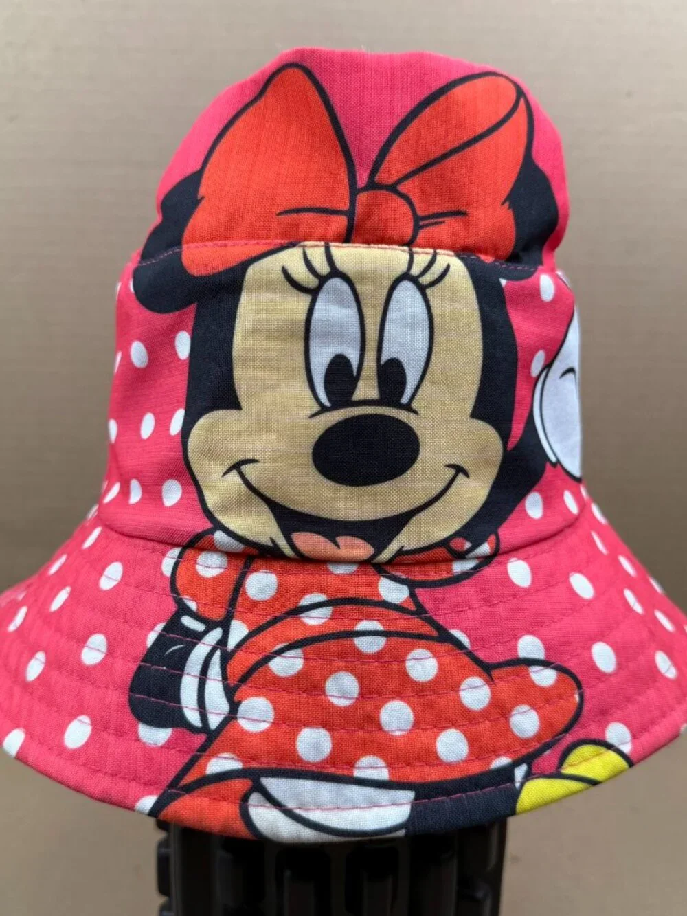 Disney Minnie Mouse Bucket Hat Pink White Polka Dot Summer Casual Cap One Size